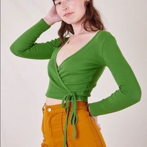 WRAP TOP - BRIGHT OLIVE Size 3 (s/m)